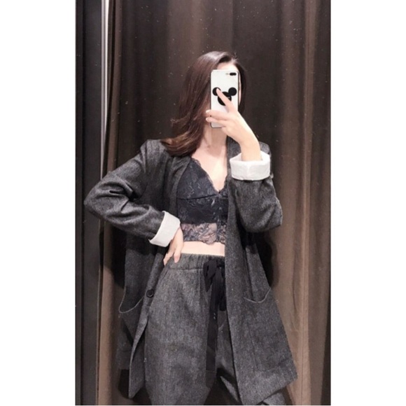 Zara Herringbone Oversized Wool Blend Blazer Jacket - Picture 2 of 15